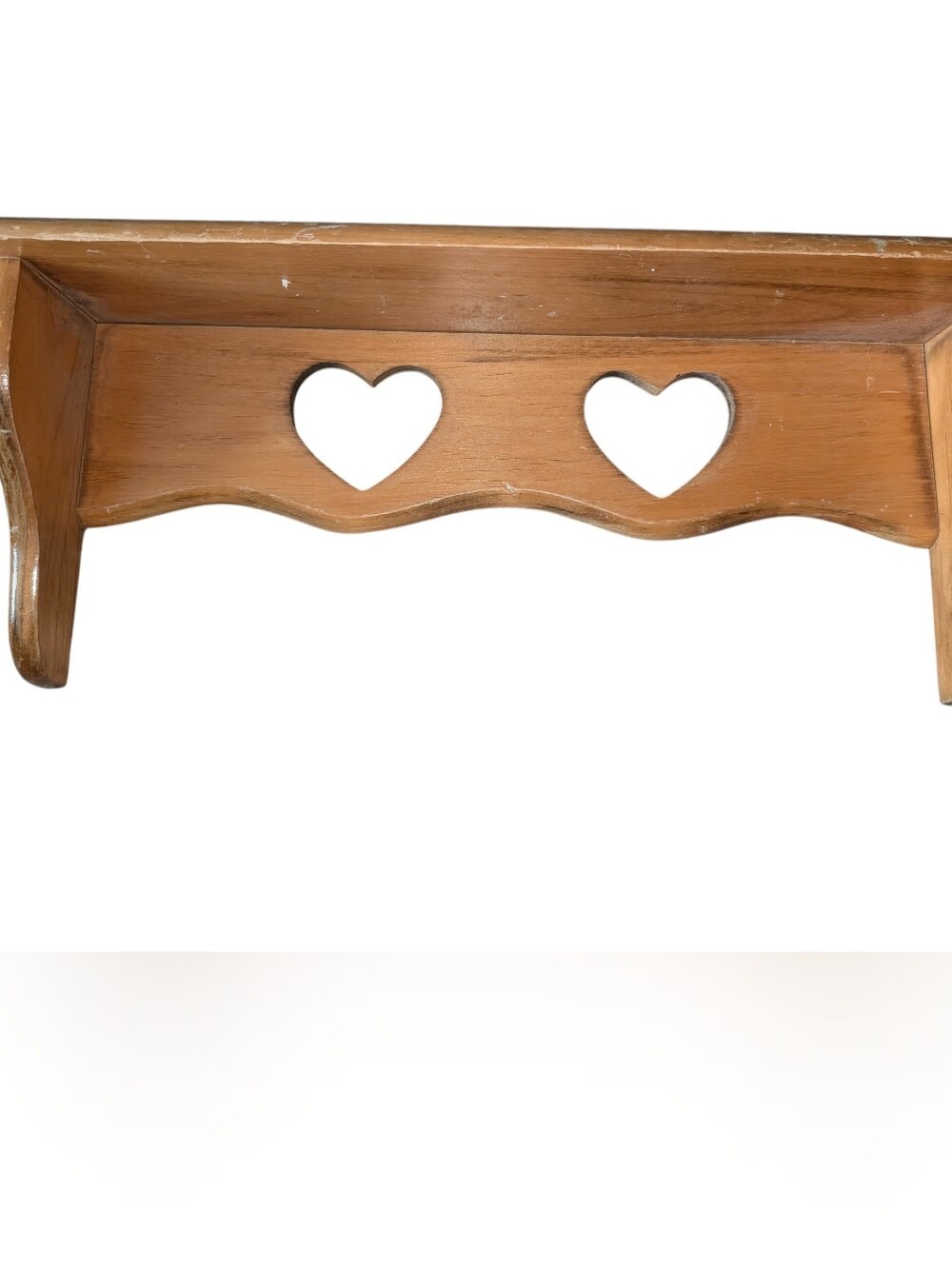 Rustic Heart Cutout Wooden Wall Shelf - Brown
